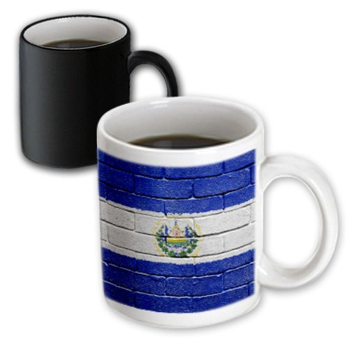 3dRose National Flag of El Salvador Painted onto a Brick Wall, Magic Transforming Mug, 11-Oz