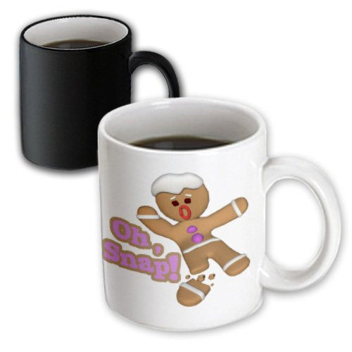 3dRose mug_119149_3 Funny Oh Snap Broken Snapped Gingerbread Man Cookie Holiday Christmas Humor Magic Transforming Mug, 11-Ounce