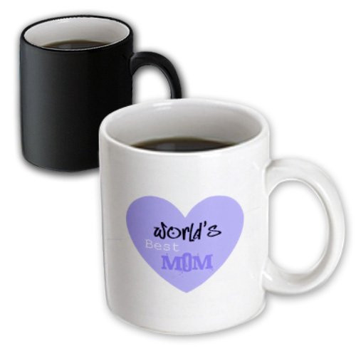 3dRose Worlds Best Mom Purple Heart Mothers Day, Magic Transforming Mug, 11-Ounce