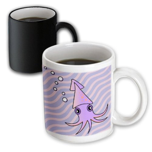3dRose 13793_3 Cute Purple and Pink Squid-Magic Transforming Mug, 11-Ounce, Multicolored