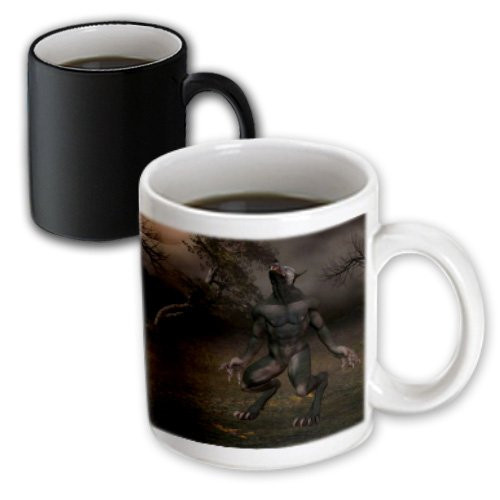 3dRose mug_28912_3 Werewolf Howling At The Moon Magic Transforming Mug, 11-Ounce