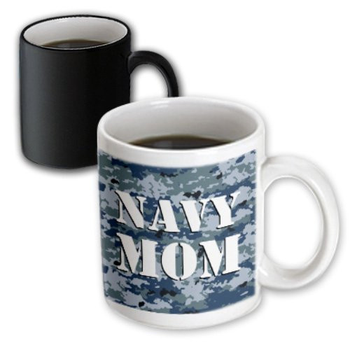 3dRose Navy Mom Blue Camouflage Magic Transforming Mug, 11-Ounce