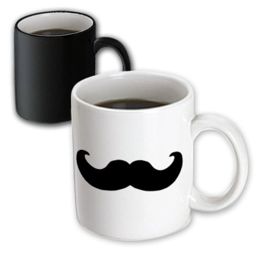 3dRose Black Mustache on White-Ironic Hipster Moustache-Humorous, Magic Transforming Mug, 11-Ounce 3dRose Black Mustache on White-Ironic Hipster Moustache-Humorous, Magic Transforming Mug, 11-Ounce