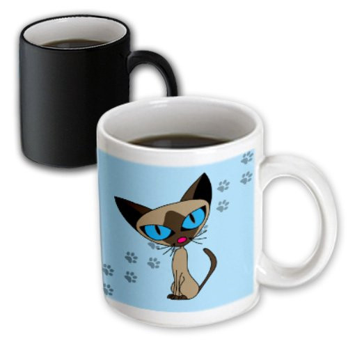 3dRose Cute Siamese Cat Pawprint Design Magic Transforming Mug, 11-Ounce 3dRose Cute Siamese Cat Pawprint Design Magic Transforming Mug, 11-Ounce