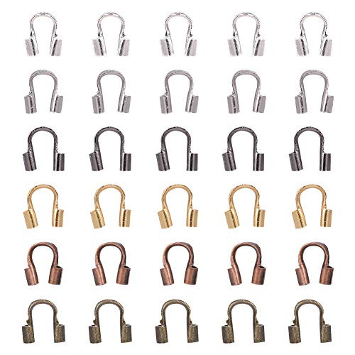 NBEADS About 120 Pcs 6 Colors Brass Wire Guardian and Protectors U Shape Accessories Wire Cable Protector for Jewelry Making