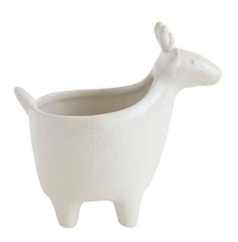 Creative Co-op White Ceramic Deer Shaped Pots and Planters