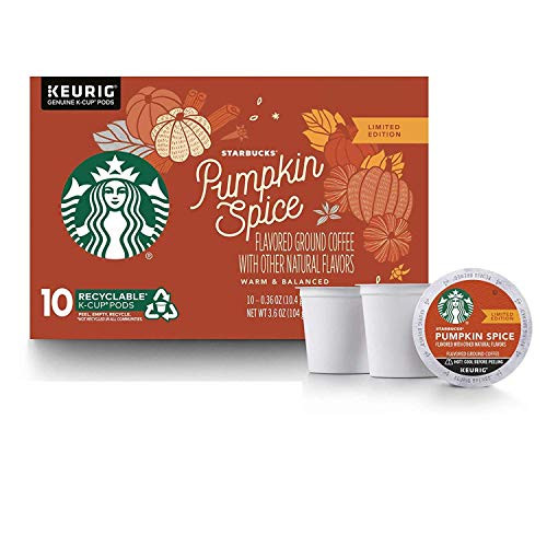 Starbucks Pumpkin Spice Flavored Ground Coffee 1 box of 10 K-Cup Single Serve Pods, 1 box of 10,Orange,