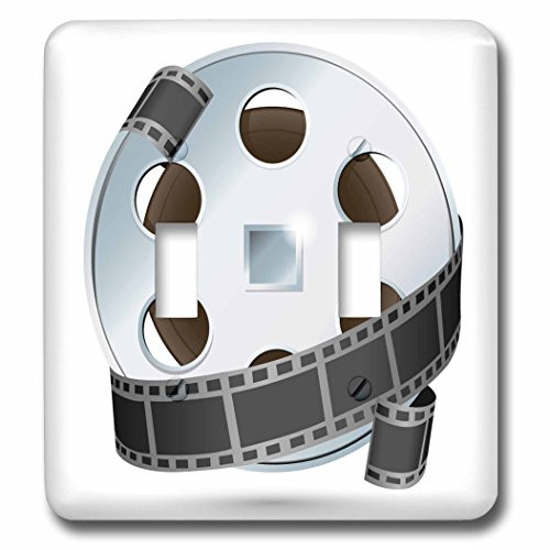 3dRose lsp_159179_2 a Silver and Black Movie Reel Light Switch Cover
