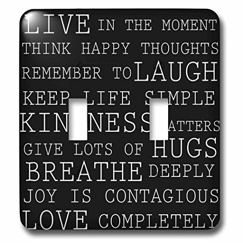 3dRose lsp_164536_2 Live in the Moment Black and White Inspirational Typography Double Toggle Switch