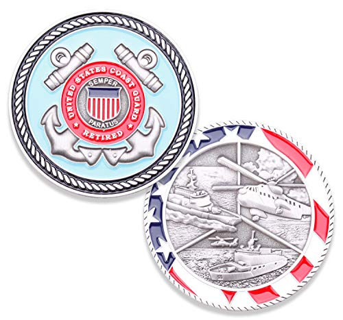 Coast Guard Retired Challenge Coin - United States Coast Guard Retired Challenge Coin - Amazing US Coast Guard Military Coin - Designed by Military Veterans!
