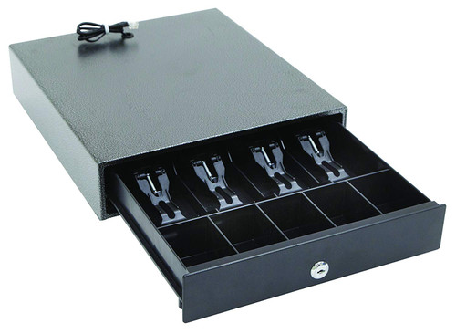 Hercules CD1314 Cash Drawer with Key Lock, 13' x 14.5' x 3', Steel, Silver Vein