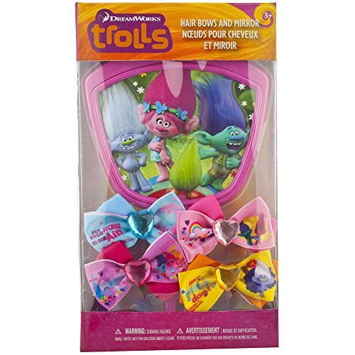 Dreamworks Trolls 5pc Hair Accessory with 4 Bows & Mirror