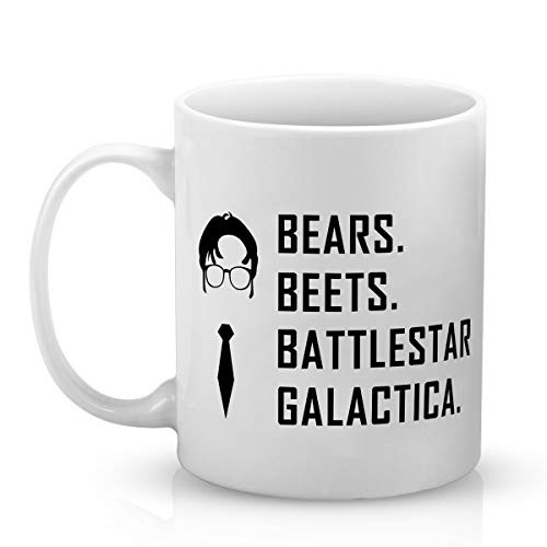Brital Bears Beets Battlestar Galactica The Office TV Show Funny Dwight Schrute Fans Dunder Mifflin Coffee Mug Gift 11 oz Brital Bears Beets Battlestar Galactica The Office TV Show Funny Dwight Schrute Fans Dunder Mifflin Coffee Mug Gift 11 oz