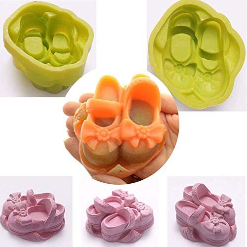 CHAWOORIM Soap molds for soap Making - Silicone Candle Making molds soap Making Supplies Ribbon Baby Shoes Set Silicon Mould