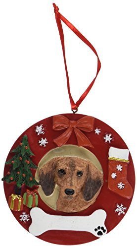 E&S Pets Red Dachshund Personalized Christmas Ornament