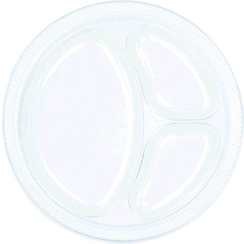 Amscan Divided Plastic Plates , Party Supply , Pack of 20 , 10.25", Clear