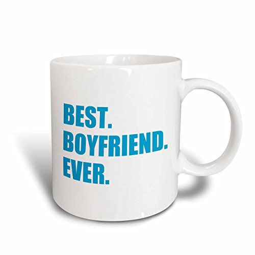 3dRose mug_179710_1 Blue Best Boyfriend Ever Text Anniversary Valentines Day Gift for Him Ceramic Mug, 11-Ounce