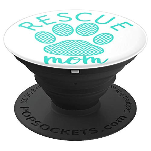 Rescue Mom Animal Lover Cute Cat Dog Paw Print Teal White - PopSockets Grip and Stand for Phones and Tablets Rescue Mom Animal Lover Cute Cat Dog Paw Print Teal White - PopSockets Grip and Stand for Phones and Tablets