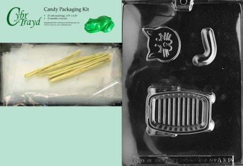 Cybrtrayd MdK25G-A102 Cat Pour Box Animal Chocolate Candy Mold with Packaging Kit
