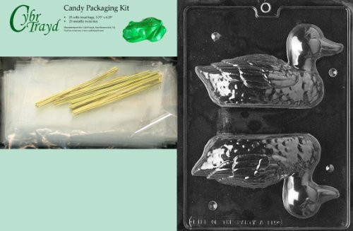 Cybrtrayd MdK25G-A115 3D Duck Animal Chocolate Candy Mold with Packaging Kit