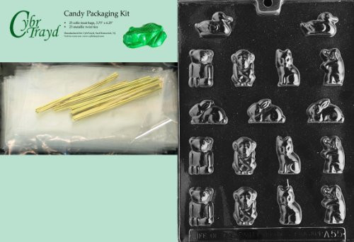 Cybrtrayd MdK25G-A055 Small Animals Animal Chocolate Candy Mold with Packaging Kit