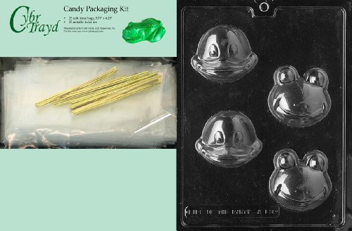 Cybrtrayd MdK25G-A118 Frog/Duck Faces Animal Chocolate Candy Mold with Packaging Kit