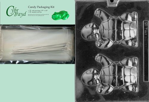 Cybrtrayd MdK25S-A085 Happy Turtle Animal Chocolate Candy Mold with Packaging Kit
