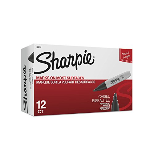 Sharpie Permanent Markers, Chisel Tip, Black, 12 Count