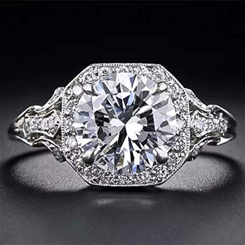 Aimys Vintage 2.6CT White Topaz 925 Silver Cubic Zirconia CZ Bridal & Engagement Ring Sizes 5 to 10 (6)