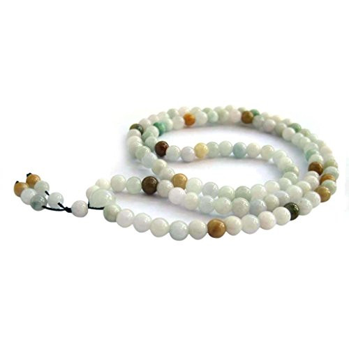 OVALBUY Small Beads 108 Jadeite Jade Beads Buddhist Prayer Japa Mala for Meditation 