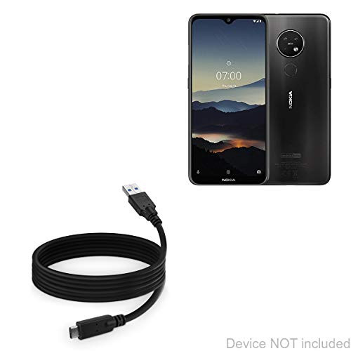 Nokia 7.2 Cable, BoxWave [DirectSync - USB 3.0 A to USB 3.1 Type C] USB C Charge and Sync Cable for Nokia 7.2-6ft - Black
