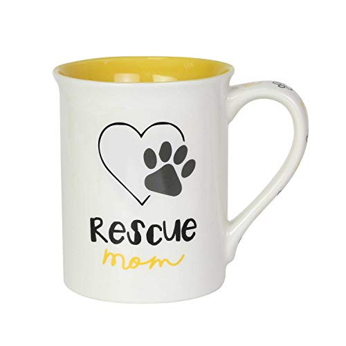 Enesco 6003704 Our Name is Mud Rescue Dog Mom Coffee Mug, 16 Ounce, Multicolor