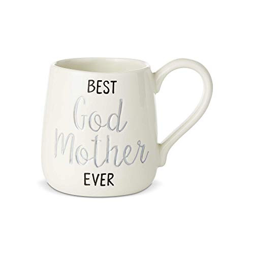 Enesco 6003378 Our Name is Mud Best Godmother Engraved Coffee Mug, 16 Ounce, White