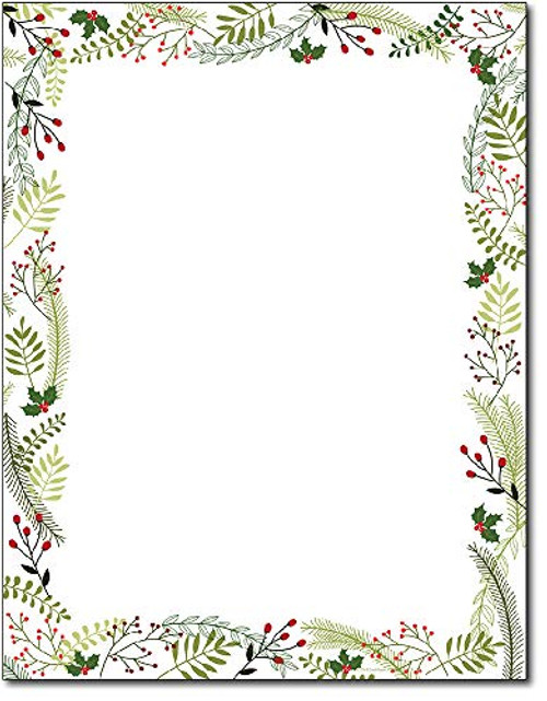 Merry Twigs & Holly Christmas Stationery Paper - 80 Sheets