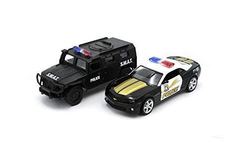 Just For Laughs Law Enforcement Vehicle 2 Pack, Official Diecast SWAT Truck + 2010 Police Camaro