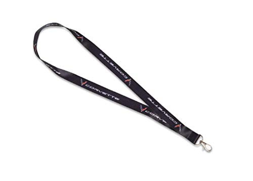 C8 Corvette Next Generation Lanyard - Black with Corvette Script & Corvette Flags