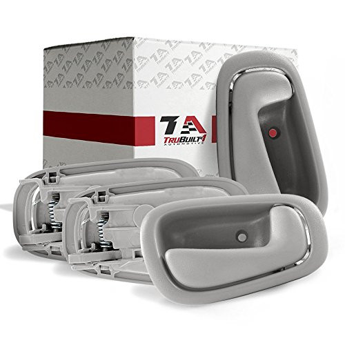 T1A Set of 4 Interior Door Handles Replacement for 1998-2002 Toyota Corolla and Chevy Prizm, Fits Front and Rear Left Drivers and Right Passengers Sides, Gray Color, T1A-69205-02050-C0-4set