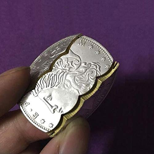 Enjoyer Three Folding Coin Morgan Coin Version Magic Tricks Coin Through Into Bottle Magie Close Up Props Street Magic Gimmick