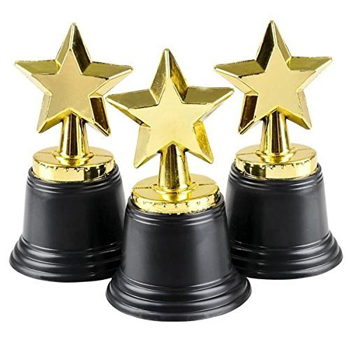 Gold Award Star Trophy, -12 Pack 4.5" Plastic Golden Award Trophies - for Party Celebrations, Ceremony, Appreciation Gift, Sport, Academy, Awards for Teachers and Students