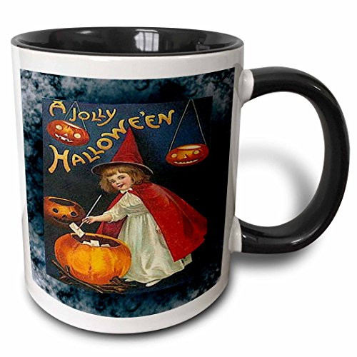3dRose 6203_4 Vintage Halloween Girl and Jack o Lantern Ceramic Mug, 11 oz, Black/White 3dRose 6203_4 Vintage Halloween Girl and Jack o Lantern Ceramic Mug, 11 oz, Black/White