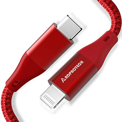 iPhone 11 Charger, ADPROTECH USB C to Lightning Cable [6 ft Apple MFi Certified] Fast Charging Cable for iPhone 11/11 Pro/11 Pro Max/X/XS/XR/XS Max/8/8 Plus, Red, Supports Power Delivery