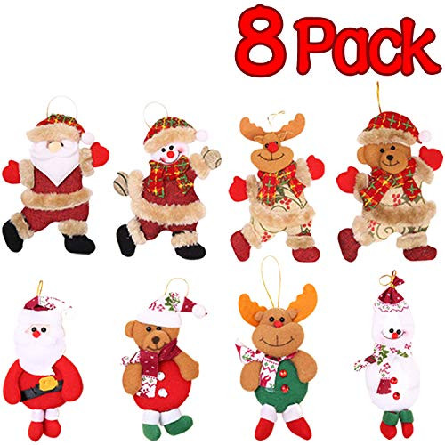 AMENON Plush Christmas Ornaments Set, 8 Pack Christmas Tree Plush Hanging Ornaments Decorations Santa/Snowman/Elk/Bear Ornaments for Christmas Tree Pendant Festive Season Holiday Party Decor AMENON Plush Christmas Ornaments Set, 8 Pack Christmas Tree Plush Hanging Ornaments Decorations Santa/Snowman/Elk/Bear Ornaments for Christmas Tree Pendant Festive Season Holiday Party Decor