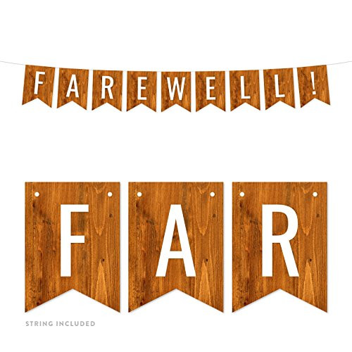 Andaz Press Rustic Barn Wood Retirement Party Banner Decorations, Farewell!, Approx 5-Feet, 1-Set, Birthday Wedding Baby Shower Colored Themed Hanging Pennant Decor
