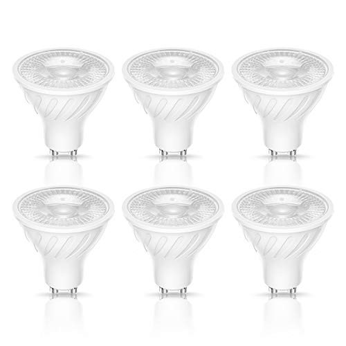 Briignite GU10 LED Bulb Daylight White 5000K, 5W Spotlight 40W Halogen Bulb Equivalent, 60 Degree Beam Angle 120V, GU10 Base Track Light Bulb Recessed Light for Household, Office, Non-Dimmable, 6 Pack