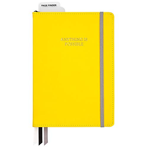 C.R. Gibson Yellow Leatherette ''Anything is Possible'' Dot Grid Notebook Journal, 6'' W x 8.5'' L, 240 Pages