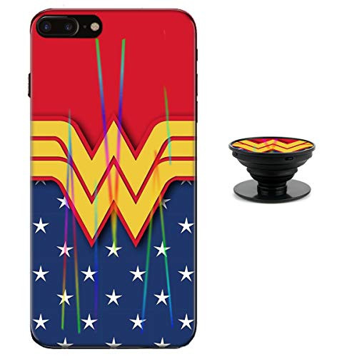 Vintage Wonder Woman Case for iPhone 8 7 Protective Case Aurora Color Soft TPU Compatible iPhone 7 8 Cover with Phone Holder Bracket (7/8) ¡­