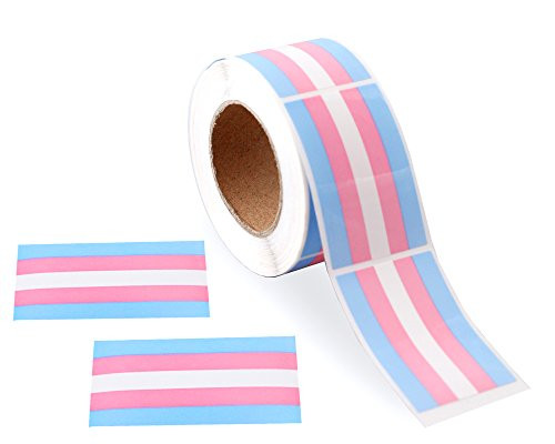 Gay Pride - Transgender Pride Rectangle Stickers (1 Roll - 250 Stickers)