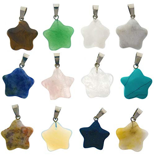 Wholesale 12 PCS Small Natural Crystal Quartz Star Stone Pendants Charms Bulk for Jewelry Making