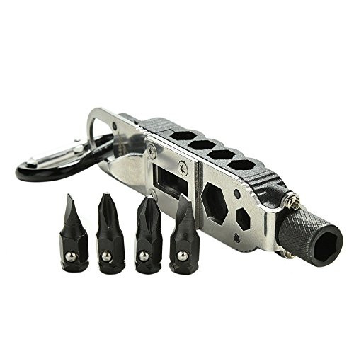 Alotm EDC Wrench Jaw Screwdriver Plier Opener Keychain Survival Gear With LED Light Multi-Tool Adjustable Travel Outdoor Tools