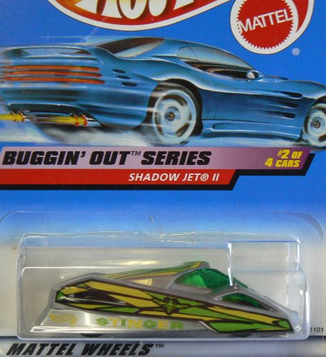 Hot Wheels Mattel 1999 1:64 Scale Buggin Out Series Yellow & Green Shadow Jet II Die Cast Car 2/4